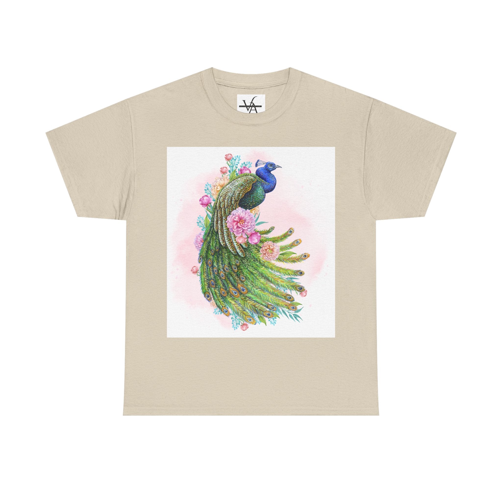 Peacock Floral Unisex Heavy Cotton T-shirt
