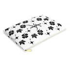 Monogram Floral Accessory Pouch — Black & White Lucky Clover Pattern