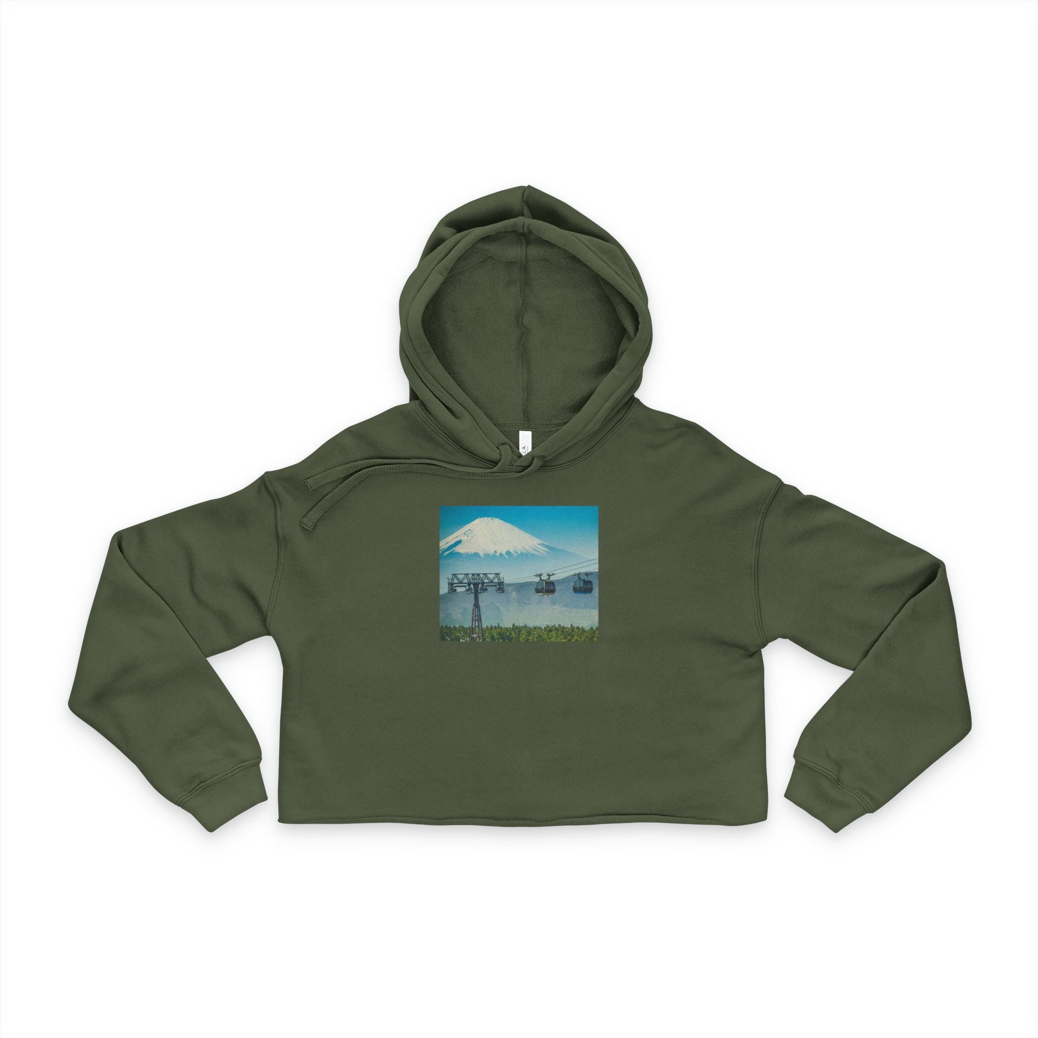 Cropped Hoodie — Vintage Mt. Fuji Landscape Print