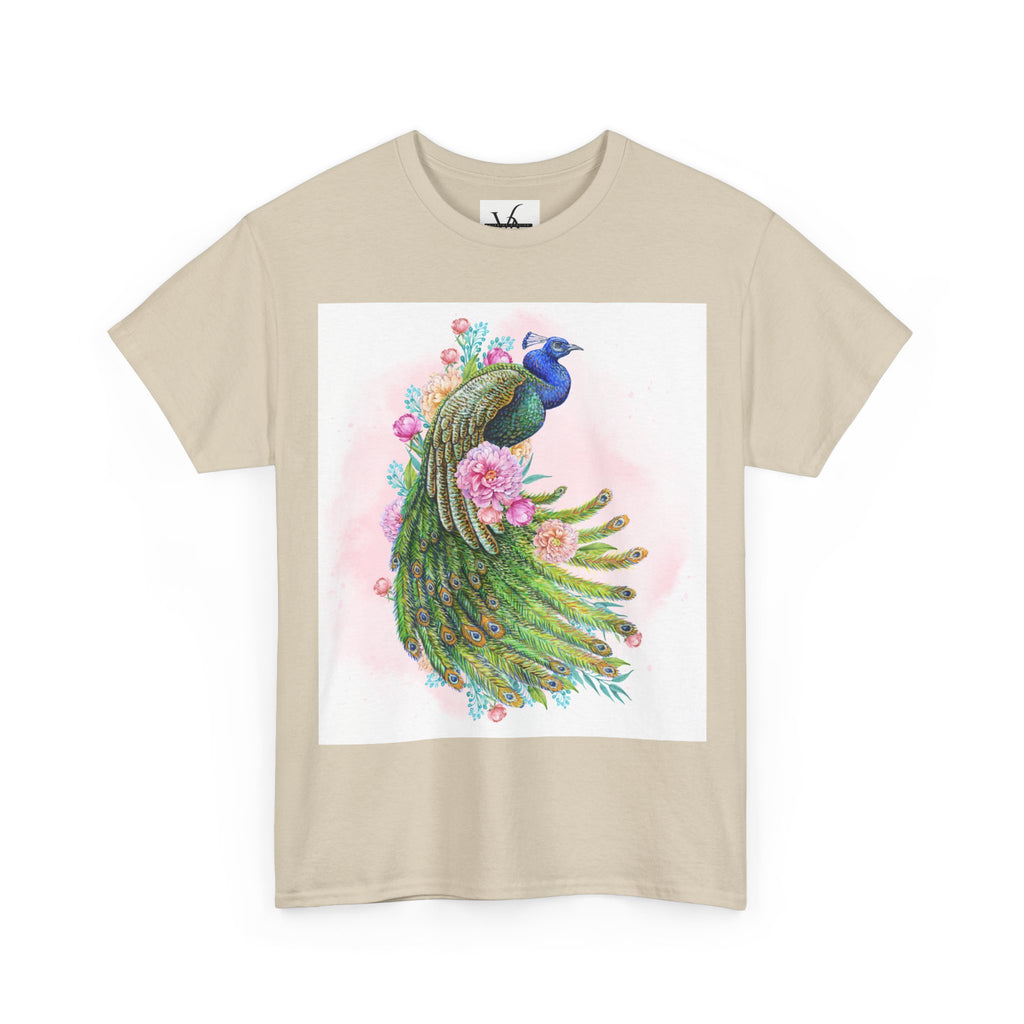 Peacock Floral Unisex Heavy Cotton T-shirt