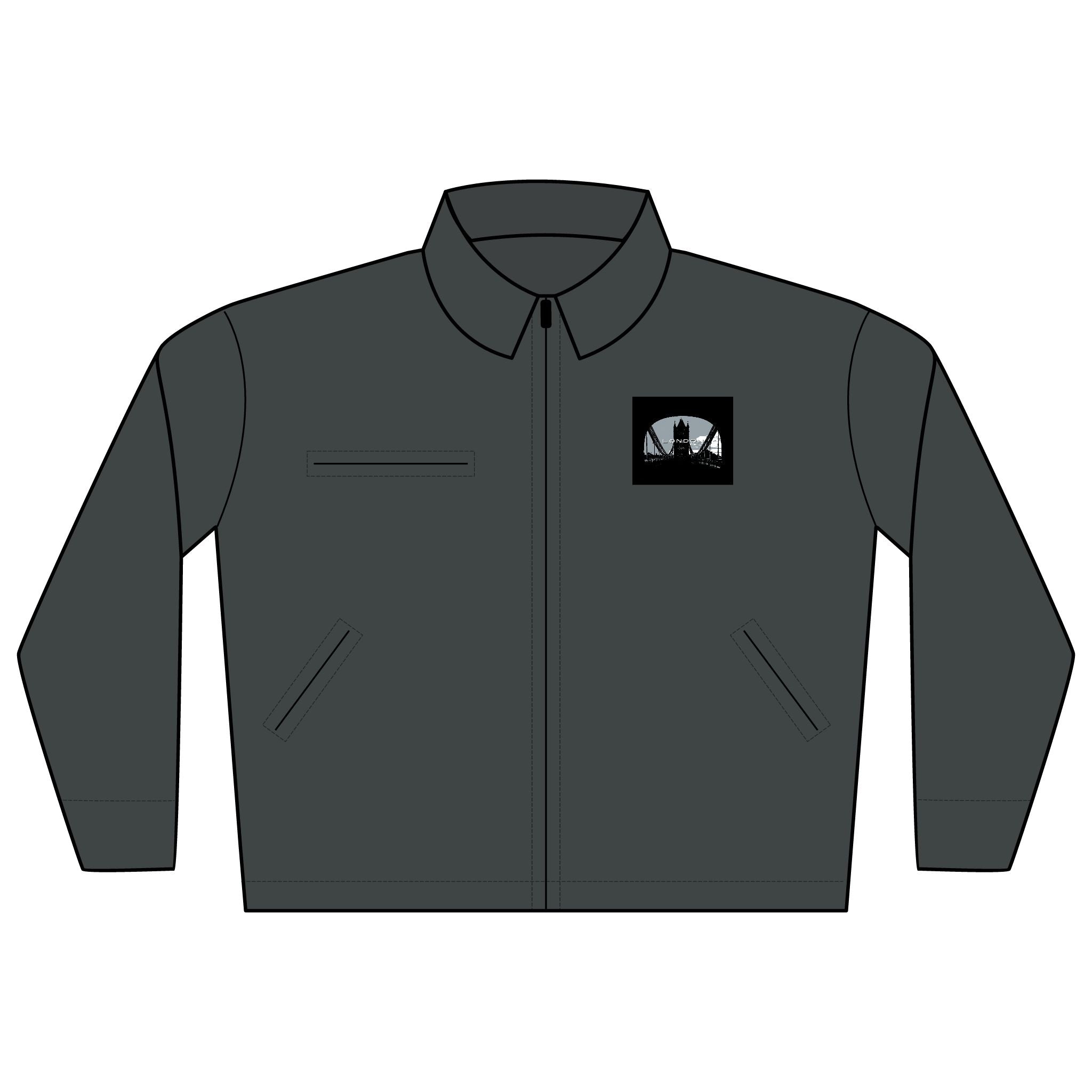 Work Jacket — Embroidered Skyline Patch Duck Cloth Jacket