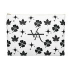 Monogram Floral Accessory Pouch — Black & White Lucky Clover Pattern