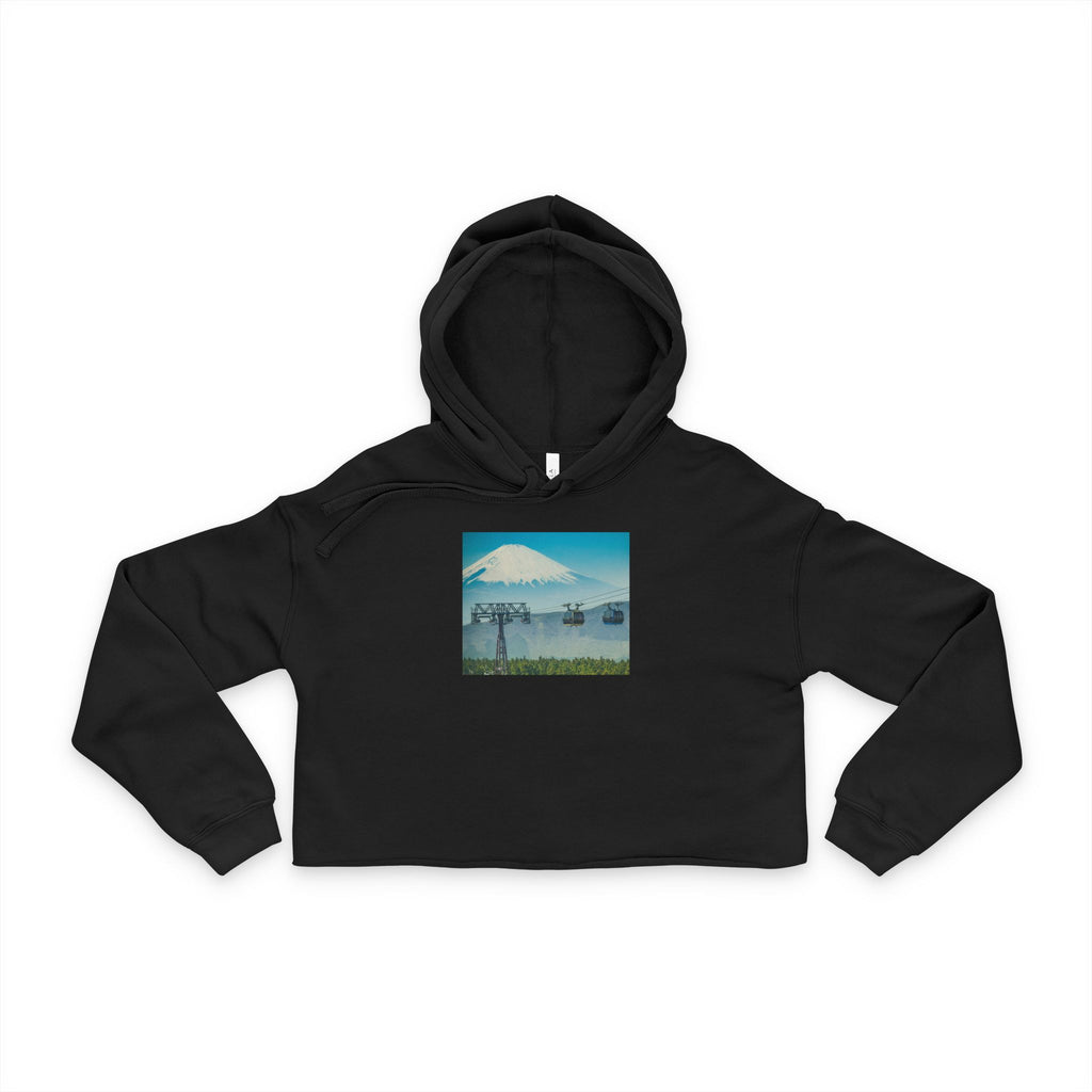 Cropped Hoodie — Vintage Mt. Fuji Landscape Print