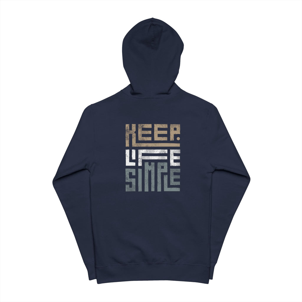 Zip-Up Hoodie — "Keep Life Simple" Retro Geometric Graphic