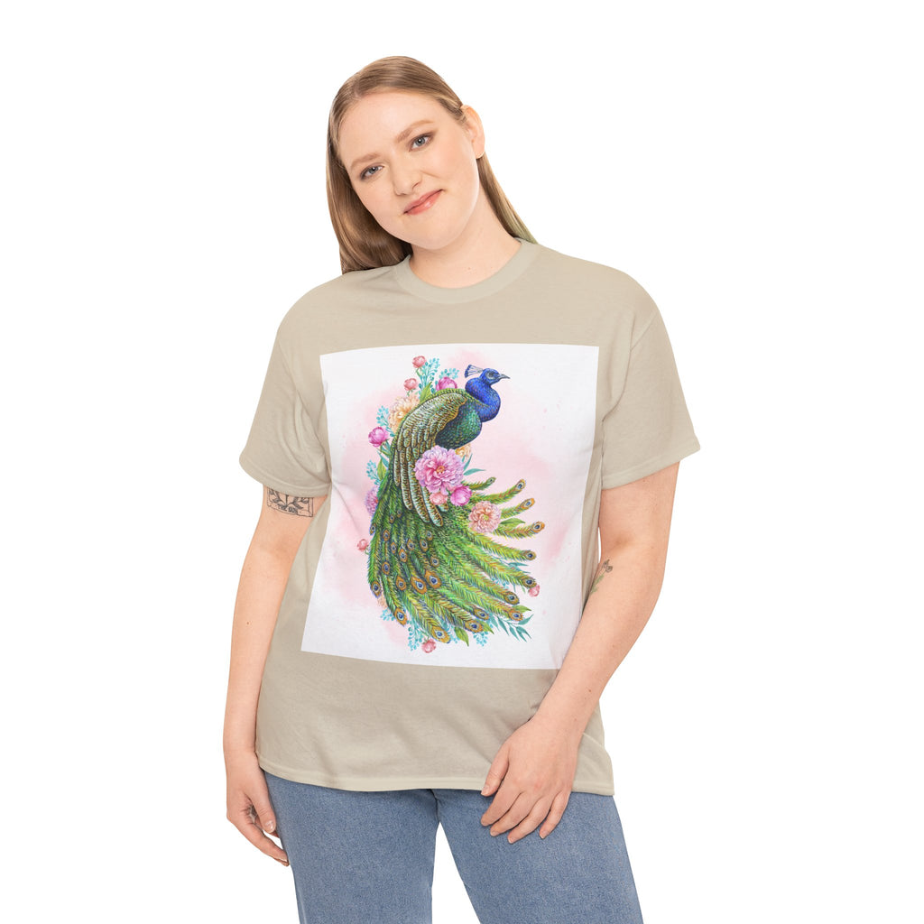 Peacock Floral Unisex Heavy Cotton T-shirt