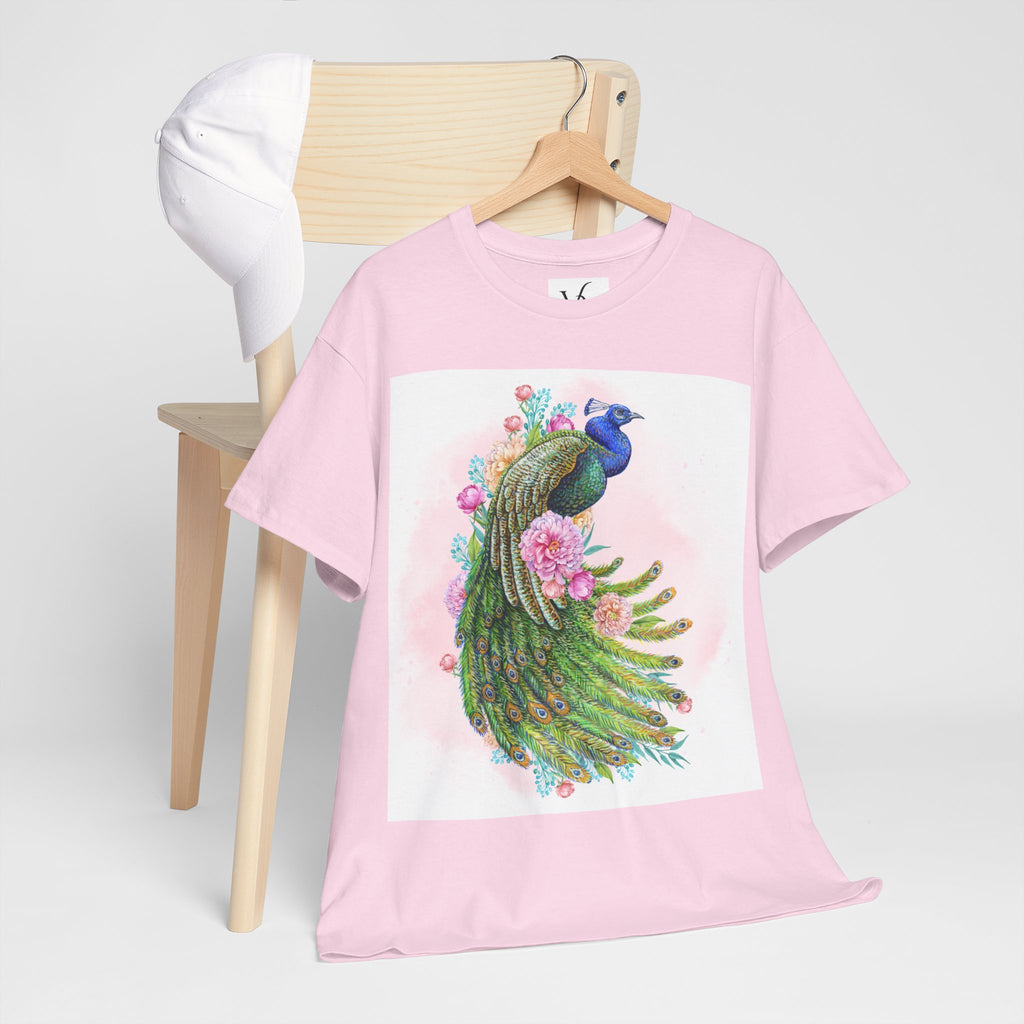 Peacock Floral Unisex Heavy Cotton T-shirt