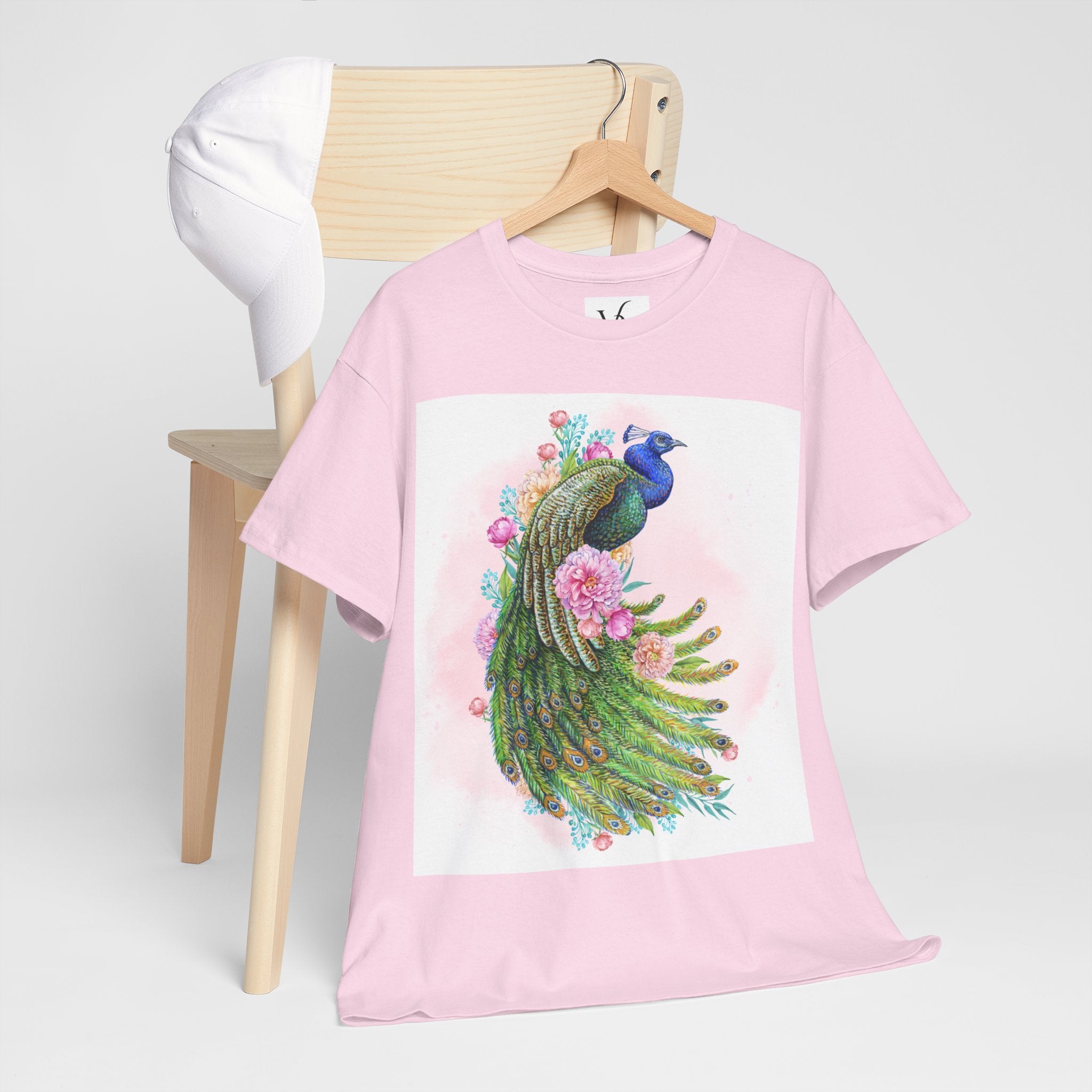 Peacock Floral Unisex Heavy Cotton T-shirt