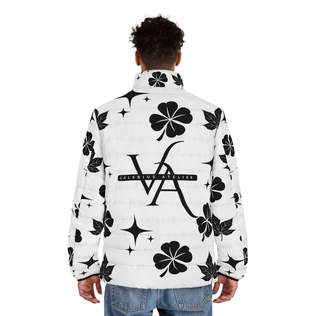 All-Over Print Puffer Jacket — Black Clover & Monogram Pattern