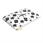 Monogram Floral Accessory Pouch — Black & White Lucky Clover Pattern
