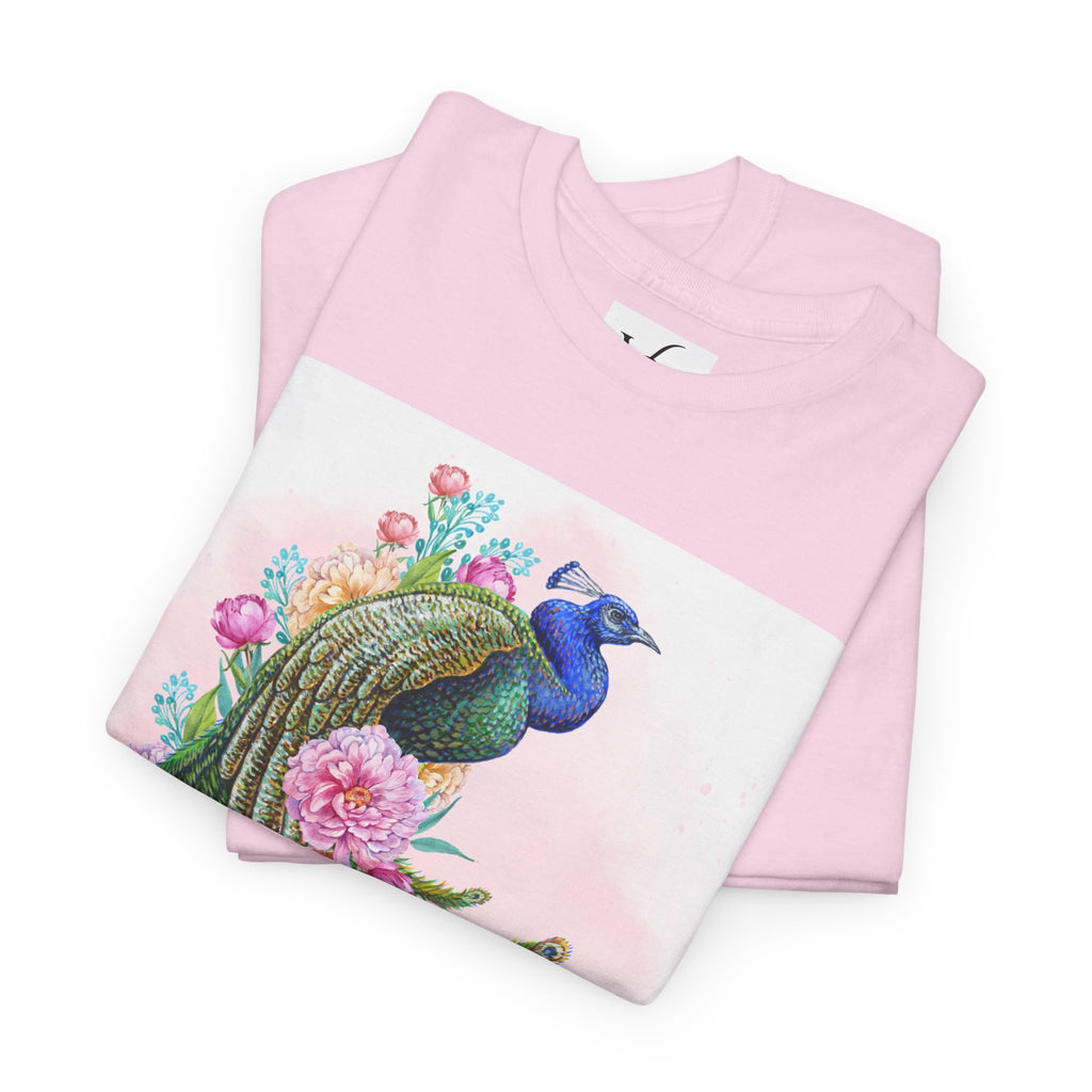 Peacock Floral Unisex Heavy Cotton T-shirt