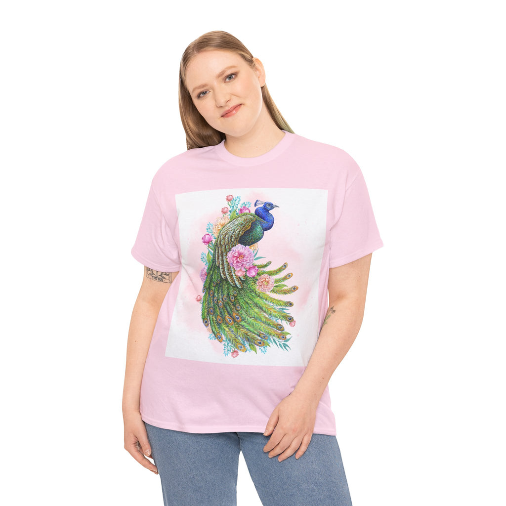 Peacock Floral Unisex Heavy Cotton T-shirt