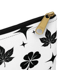 Monogram Floral Accessory Pouch — Black & White Lucky Clover Pattern