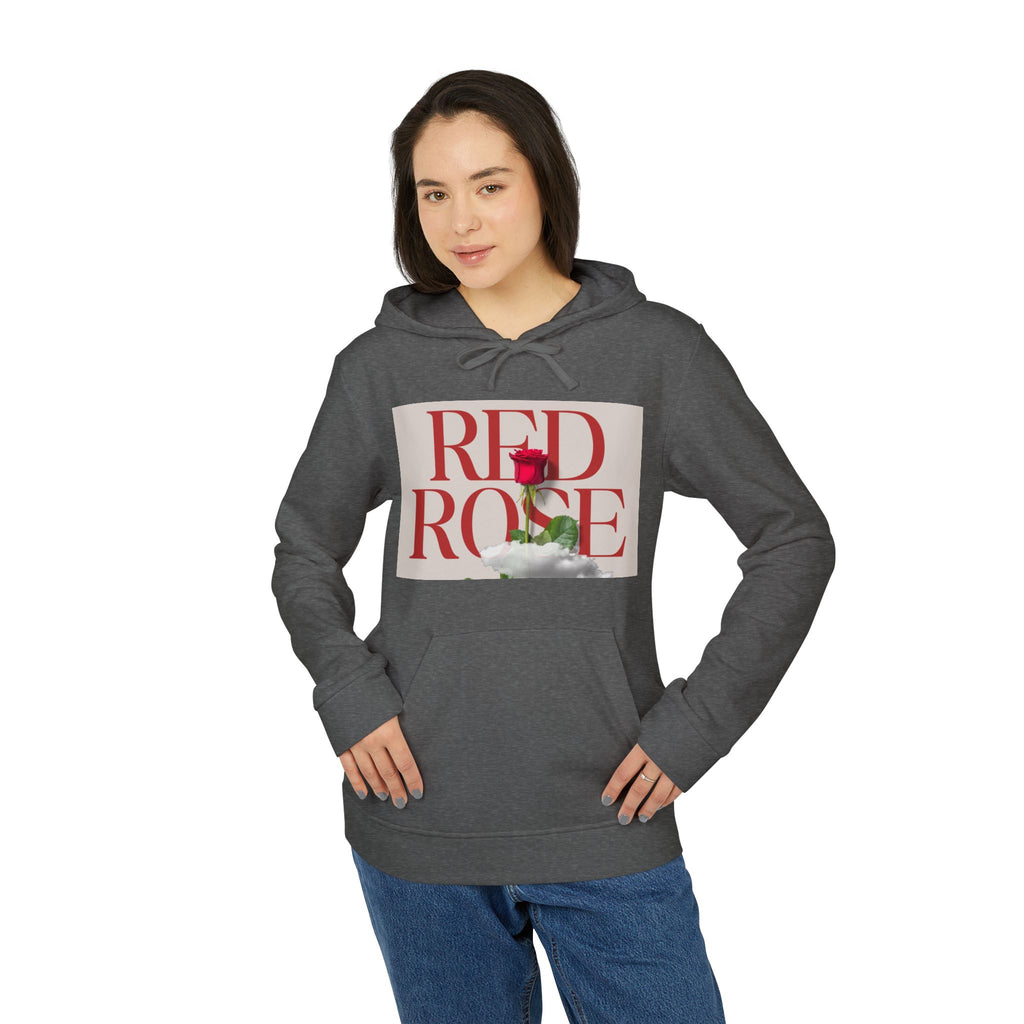 Fleece Hoodie with Red Rose Design