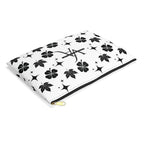 Monogram Floral Accessory Pouch — Black & White Lucky Clover Pattern