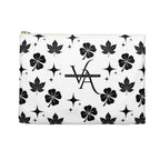 Monogram Floral Accessory Pouch — Black & White Lucky Clover Pattern
