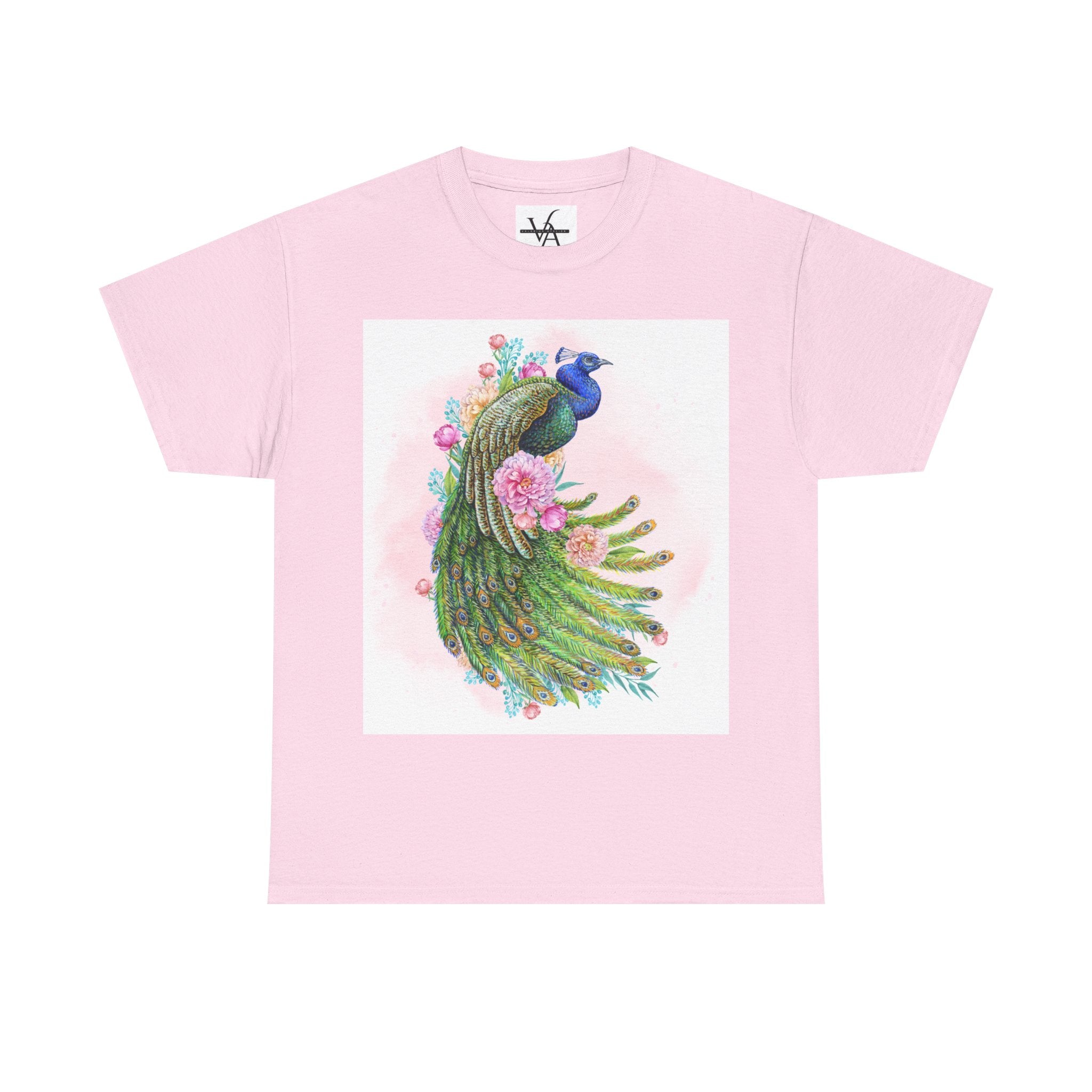 Peacock Floral Unisex Heavy Cotton T-shirt