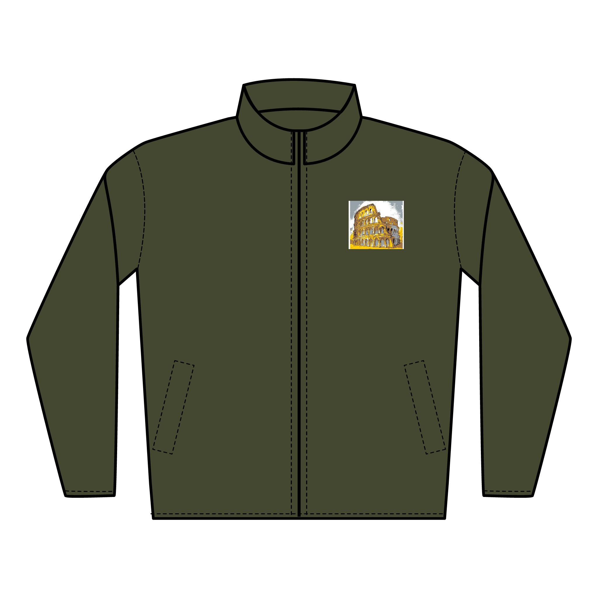 Quilted Embroidered Jacket — Golden Colosseum Chest Patch