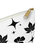 Monogram Floral Accessory Pouch — Black & White Lucky Clover Pattern