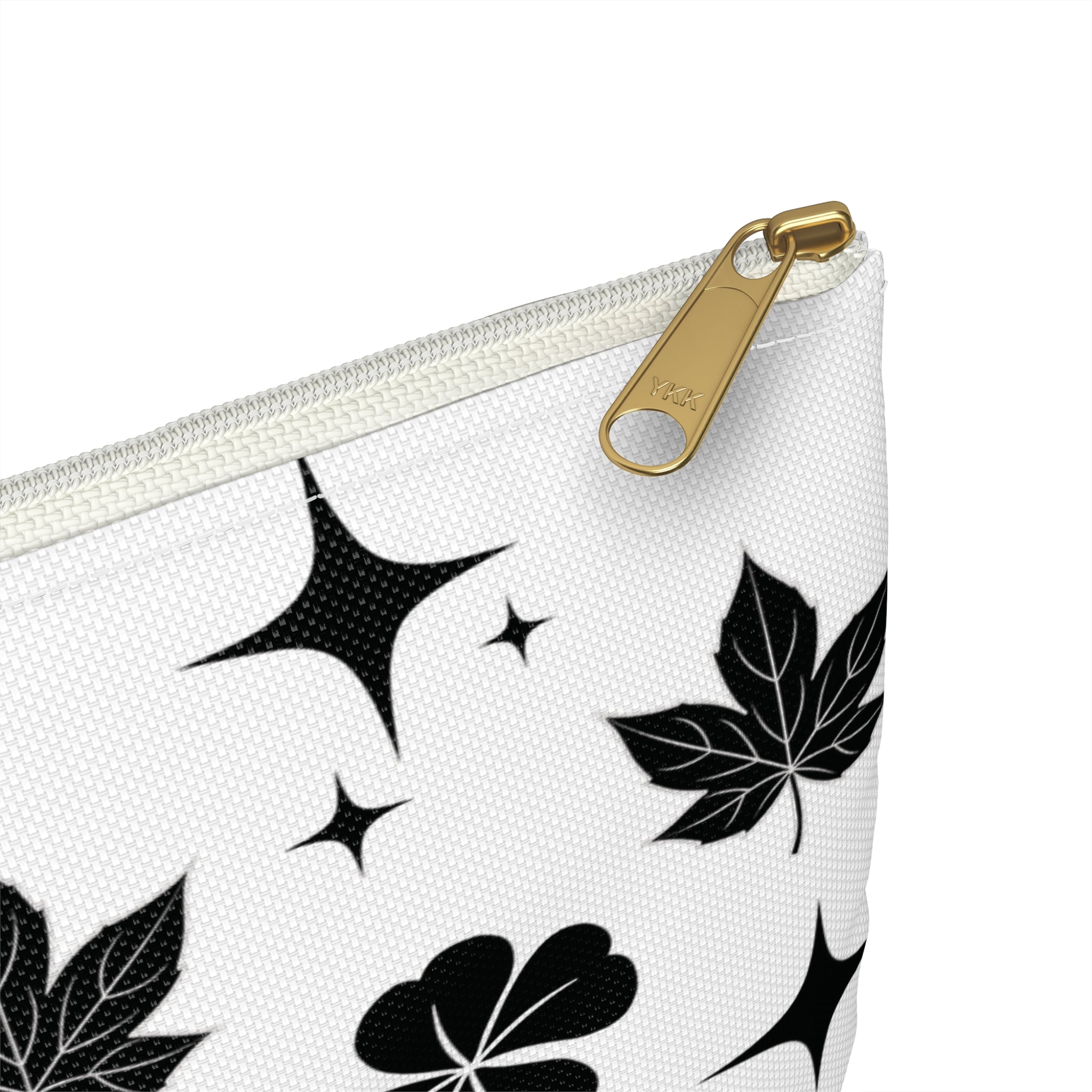 Monogram Floral Accessory Pouch — Black & White Lucky Clover Pattern