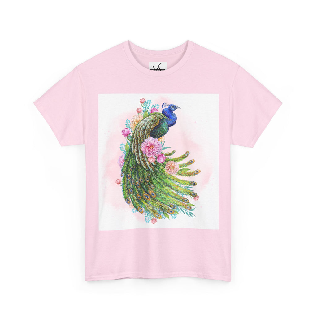 Peacock Floral Unisex Heavy Cotton T-shirt