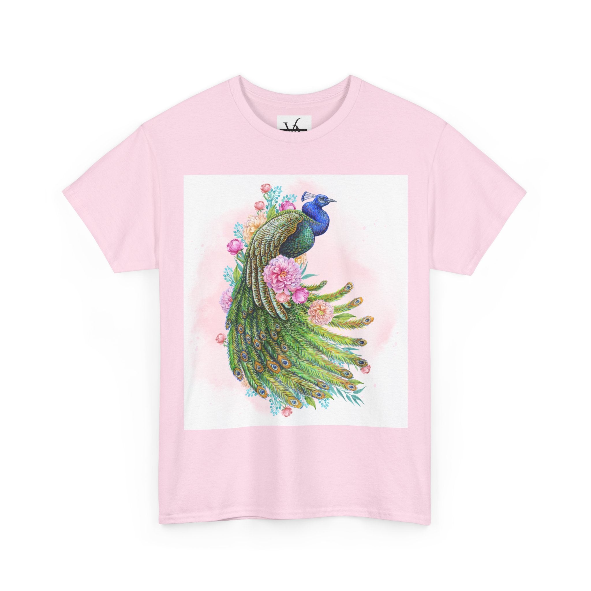 Peacock Floral Unisex Heavy Cotton T-shirt