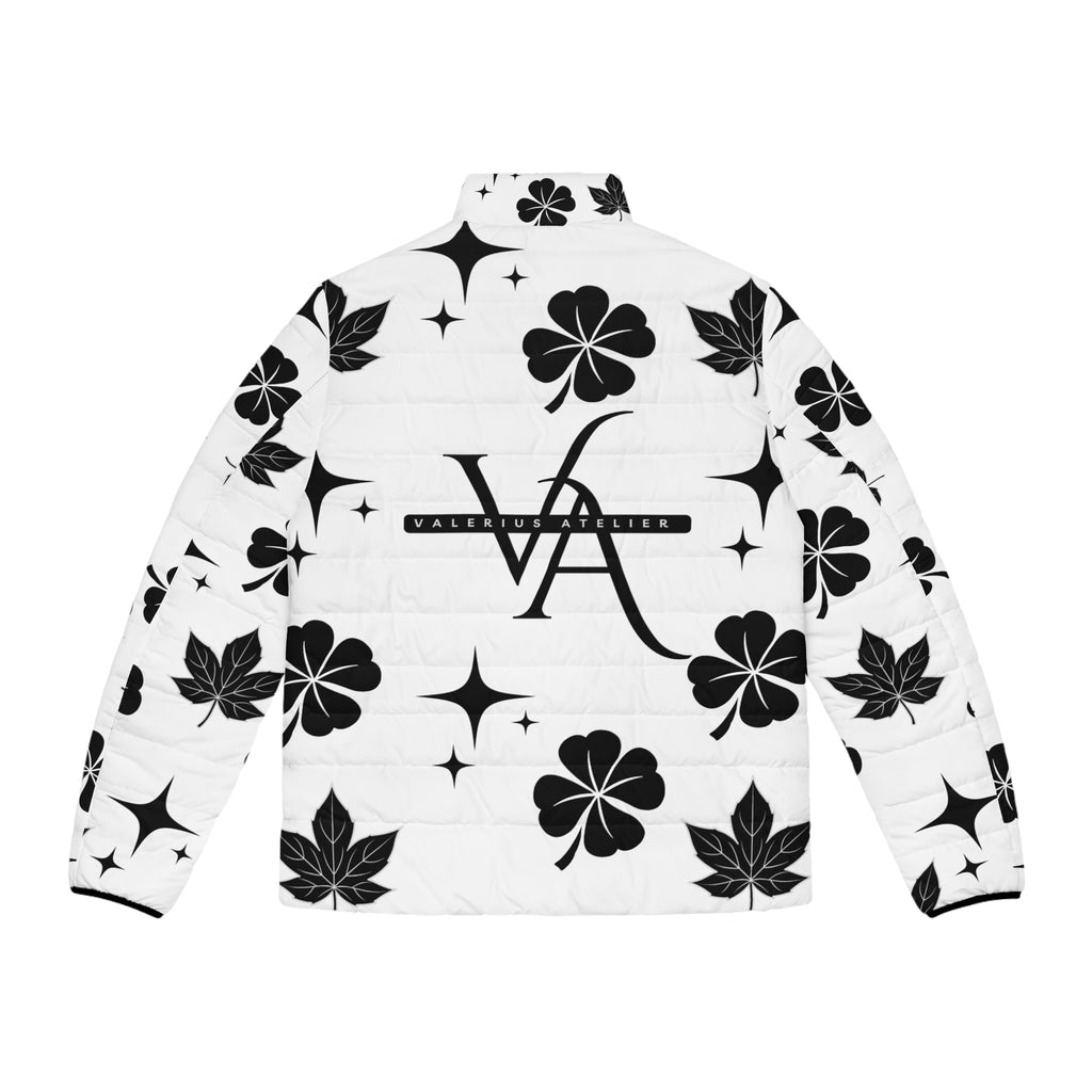 All-Over Print Puffer Jacket — Black Clover & Monogram Pattern