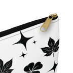Monogram Floral Accessory Pouch — Black & White Lucky Clover Pattern