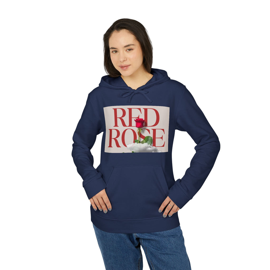Fleece Hoodie with Red Rose Design