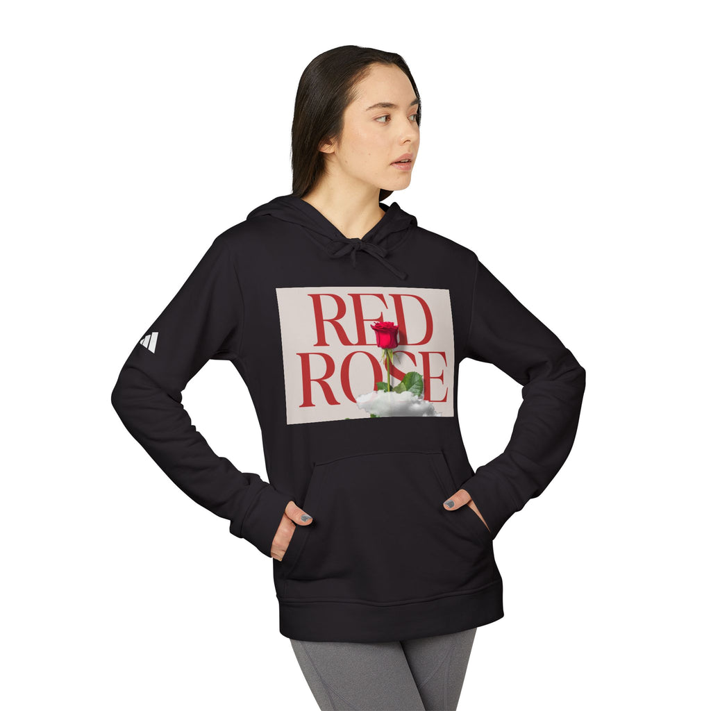 Fleece Hoodie with Red Rose Design