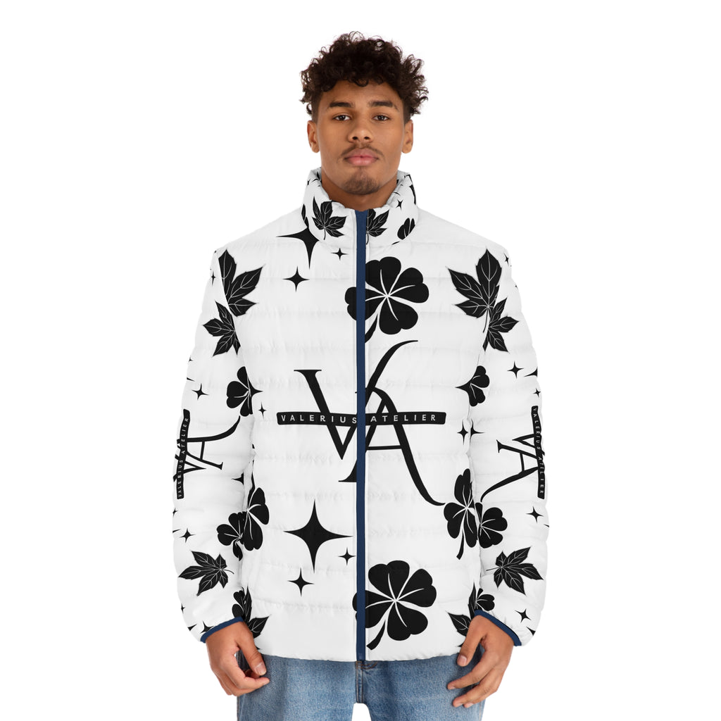 All-Over Print Puffer Jacket — Black Clover & Monogram Pattern