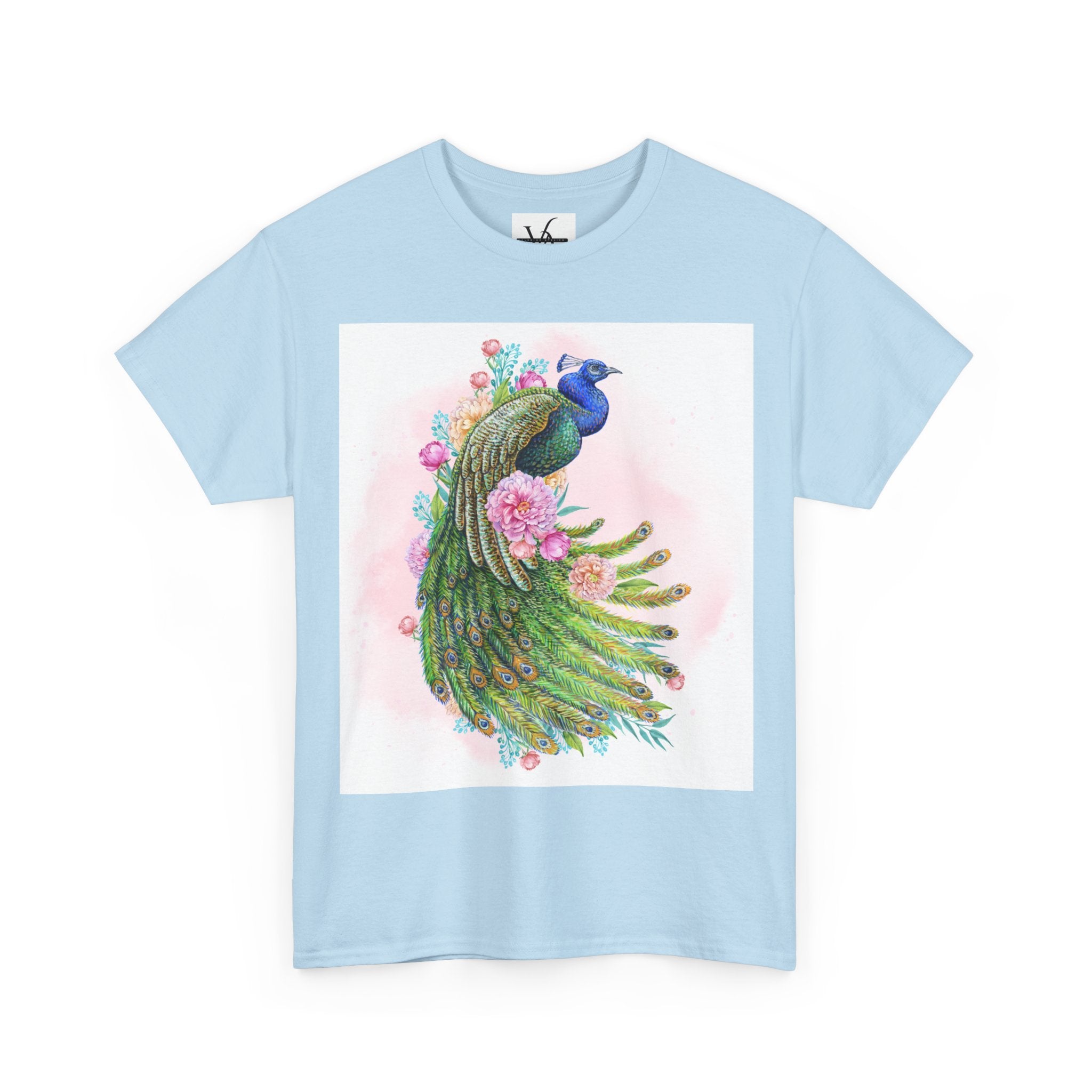 Peacock Floral Unisex Heavy Cotton T-shirt