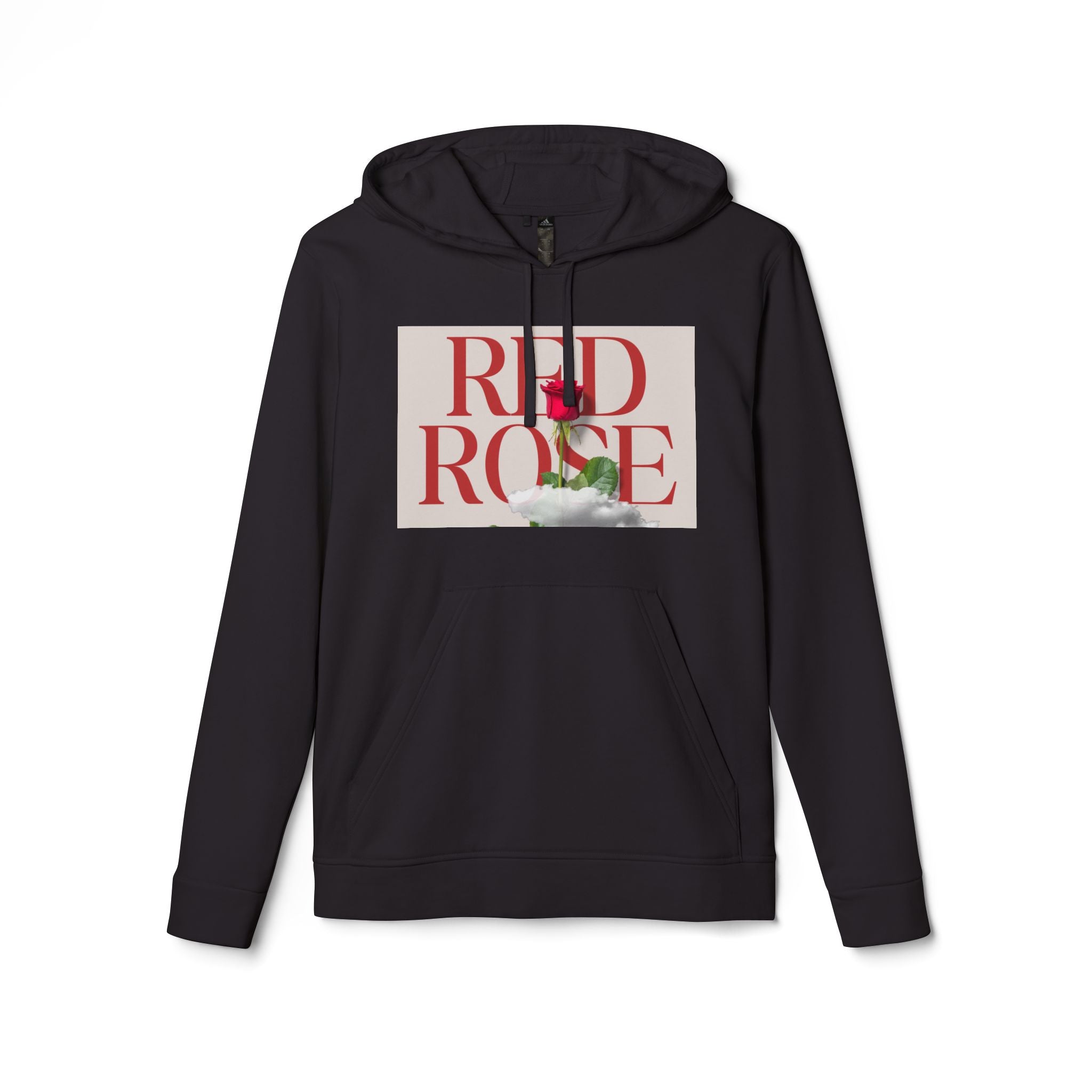 Fleece Hoodie with Red Rose Design