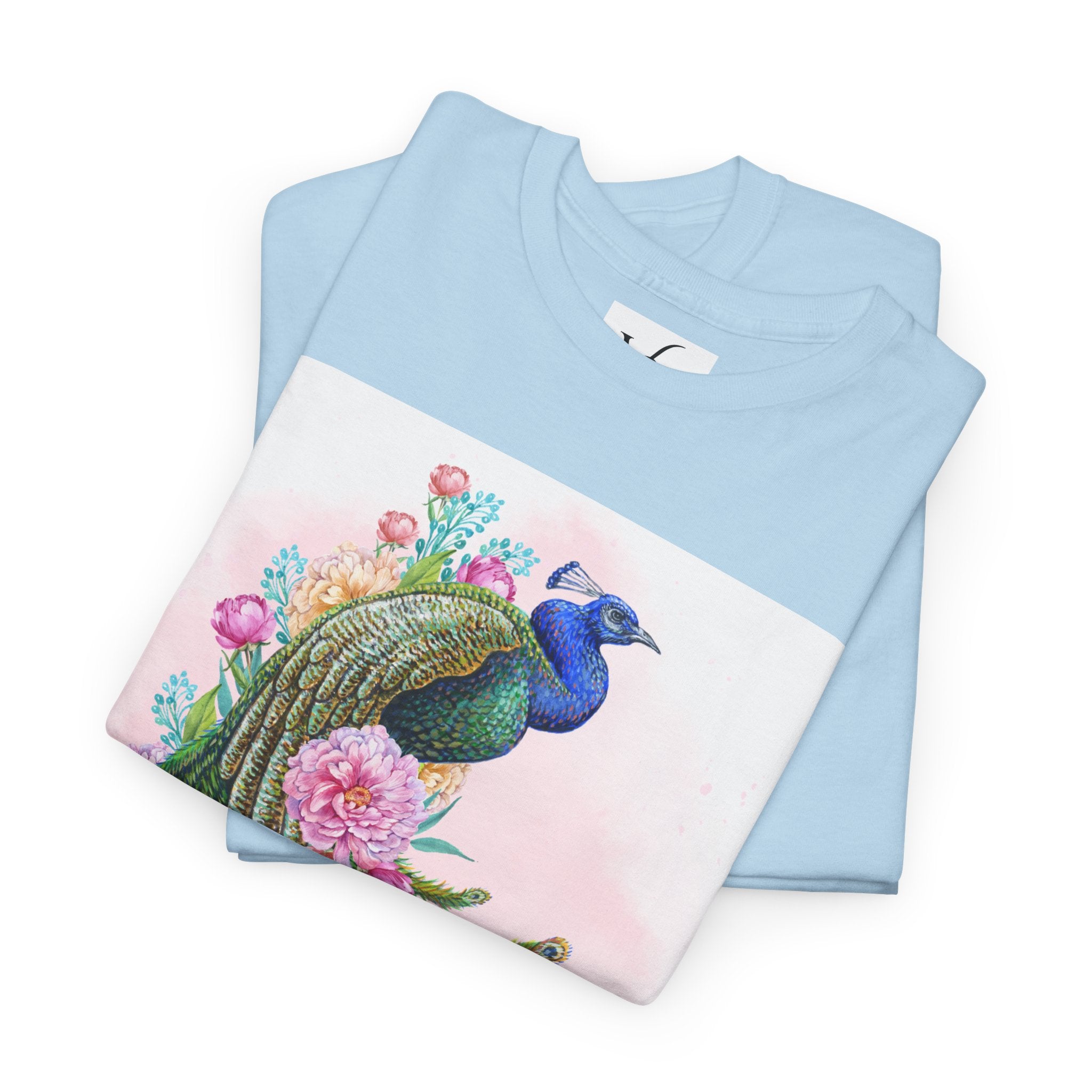 Peacock Floral Unisex Heavy Cotton T-shirt