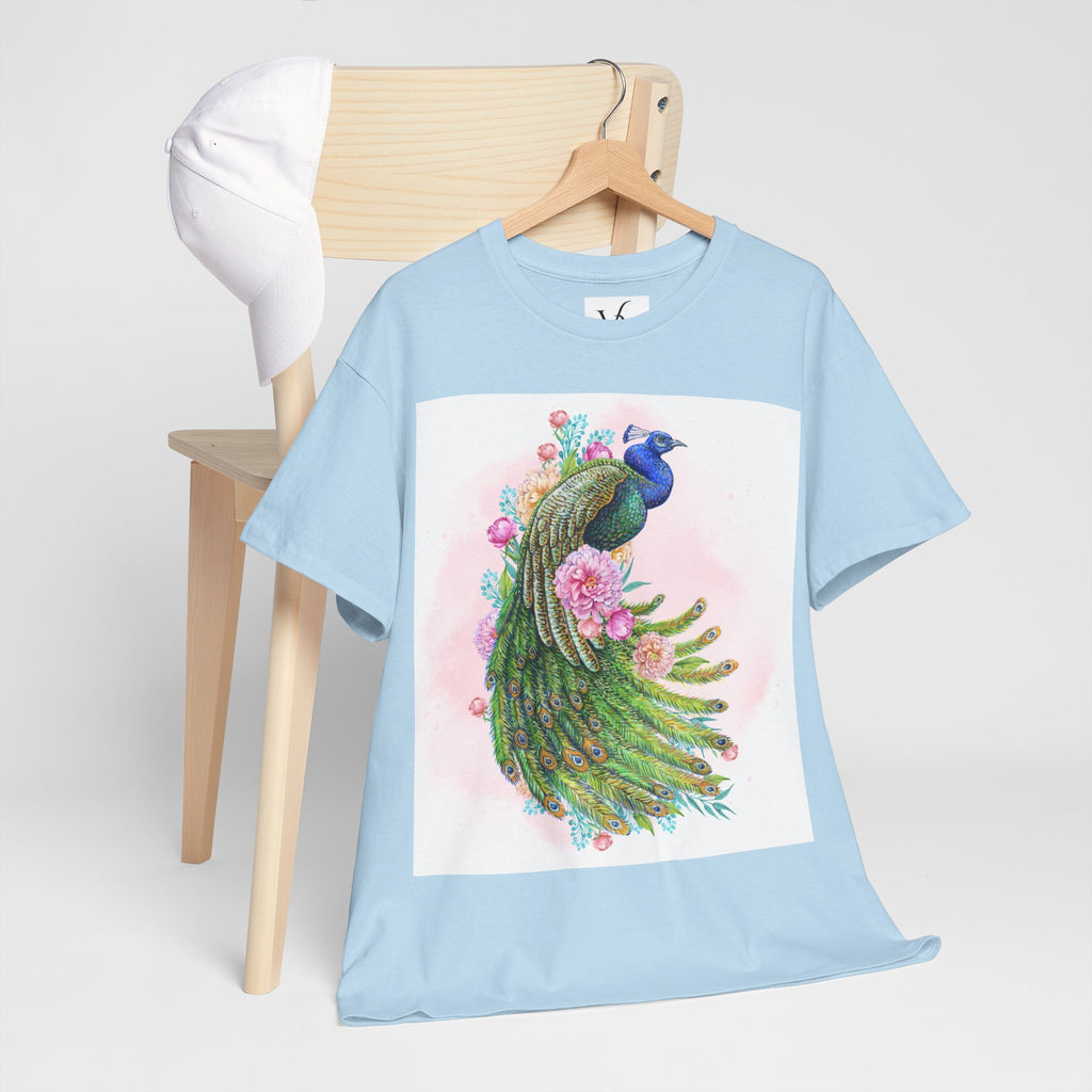 Peacock Floral Unisex Heavy Cotton T-shirt