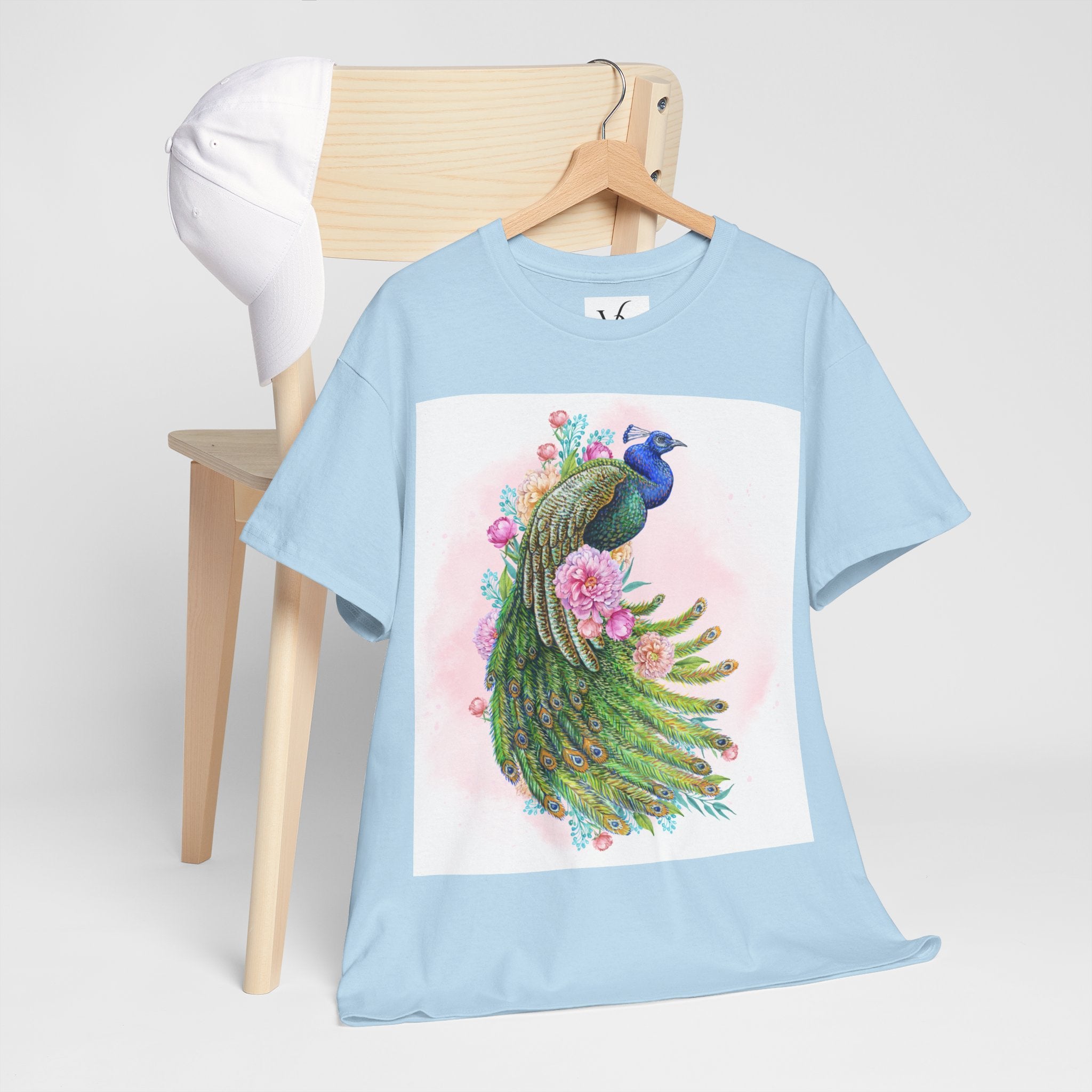 Peacock Floral Unisex Heavy Cotton T-shirt