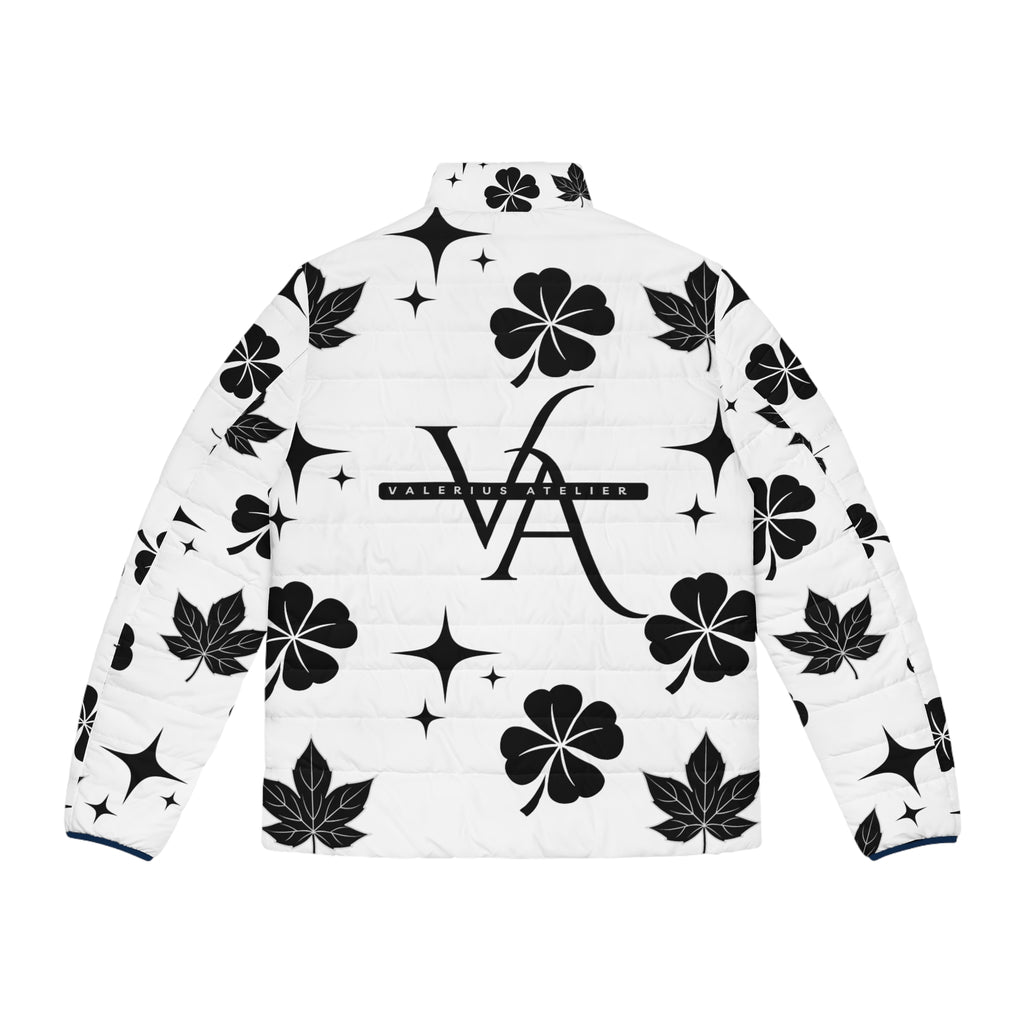 All-Over Print Puffer Jacket — Black Clover & Monogram Pattern