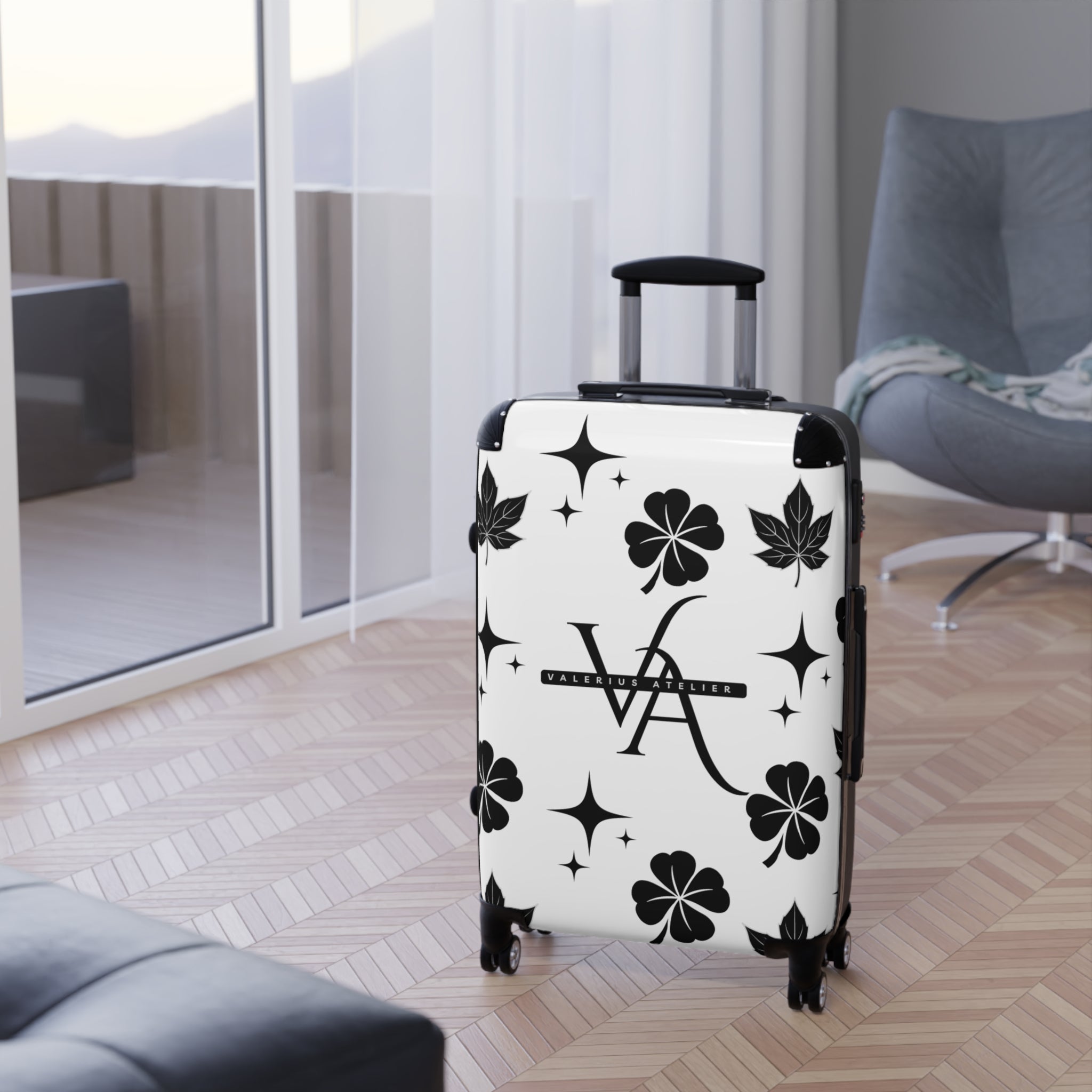 Monogram Travel Carry-On — Black Clover Pattern Suitcase