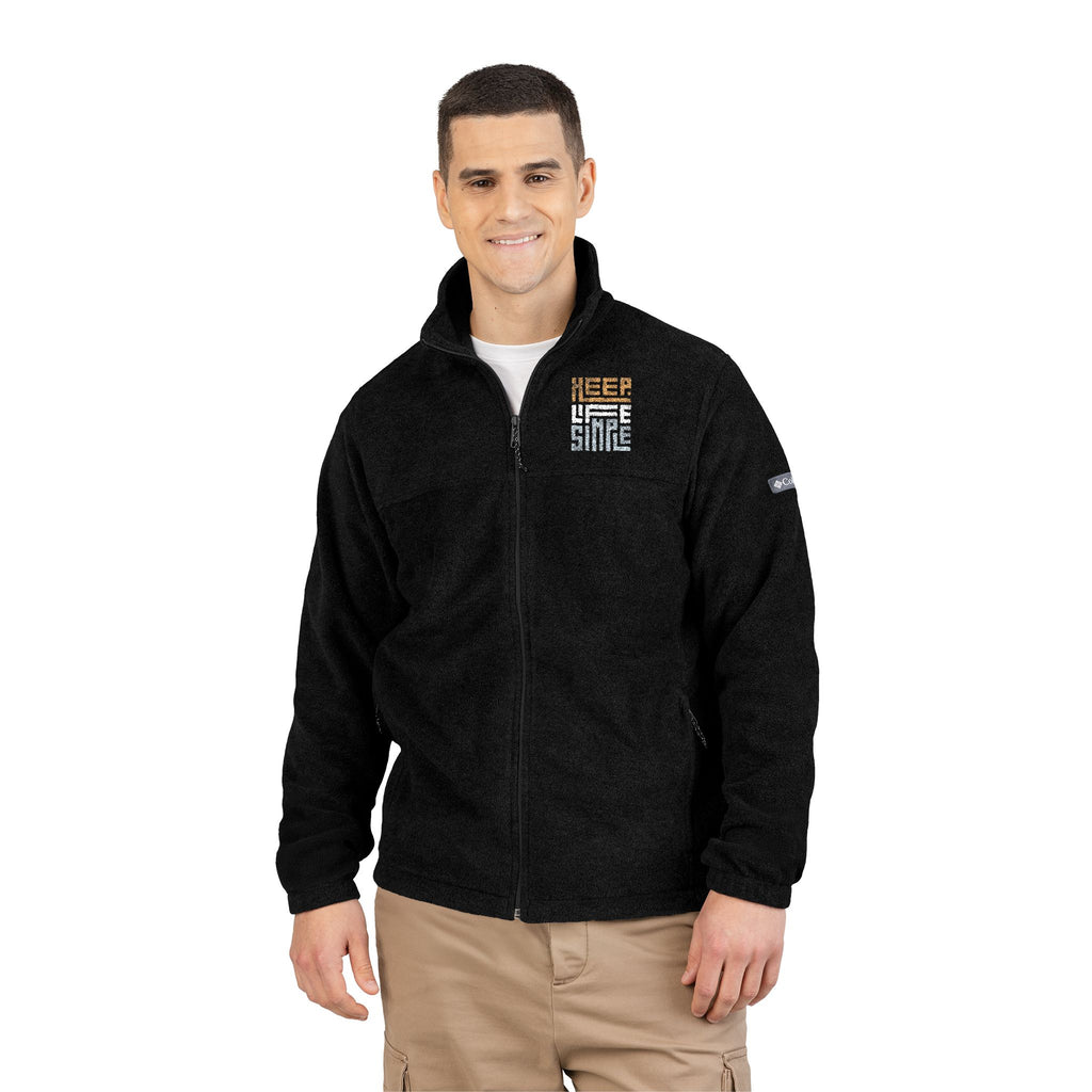 Embroidered 'keep life simple' Columbia Fleece Jacket
