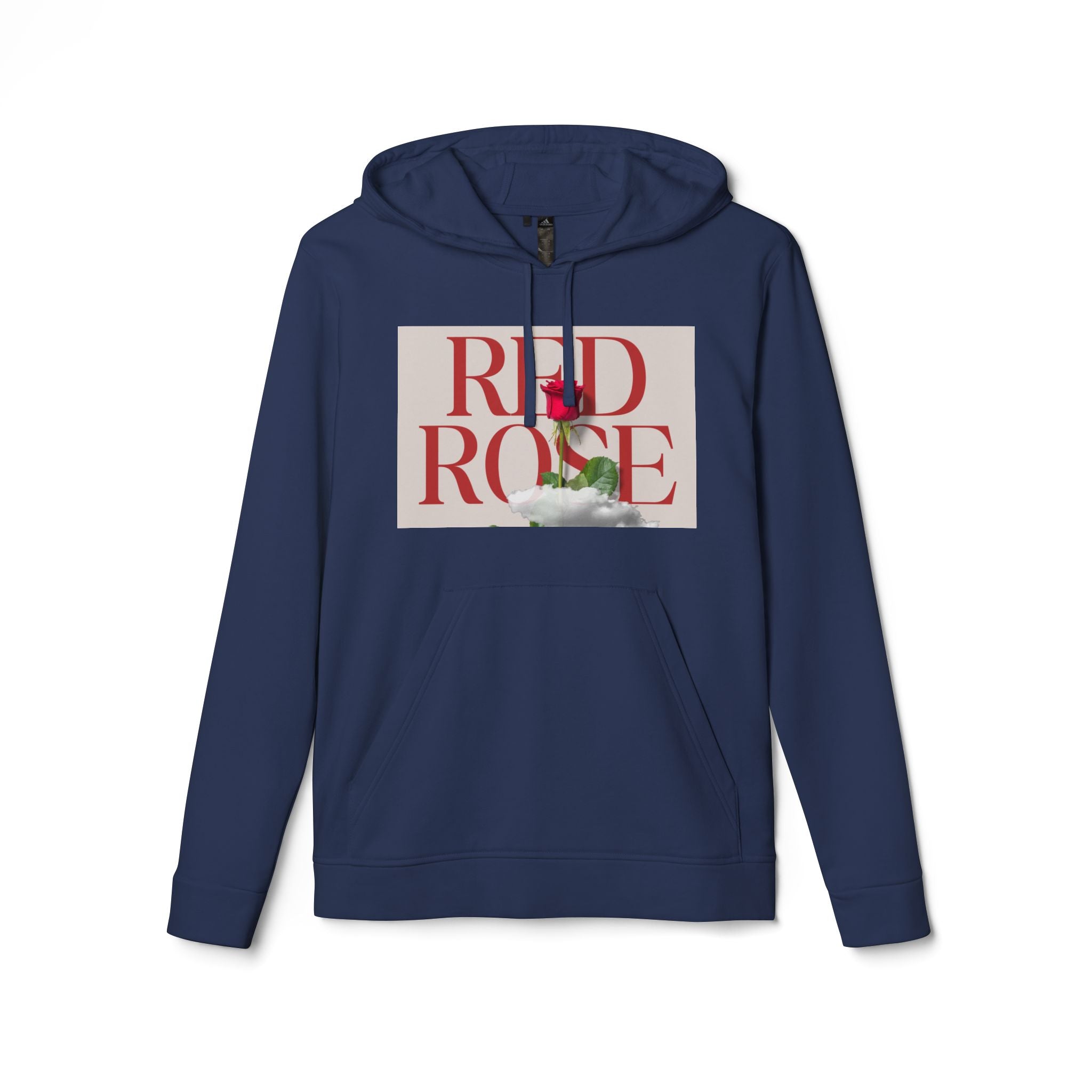 Fleece Hoodie with Red Rose Design