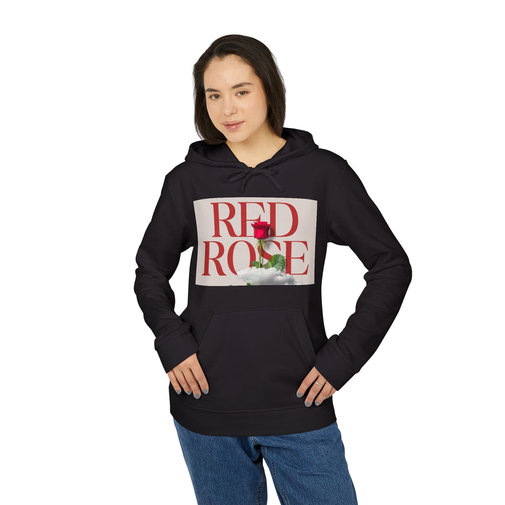 Fleece Hoodie with Red Rose Design