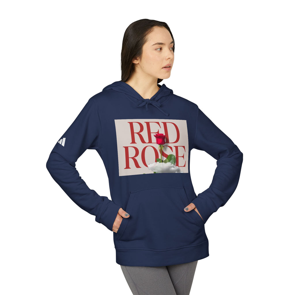 Fleece Hoodie with Red Rose Design