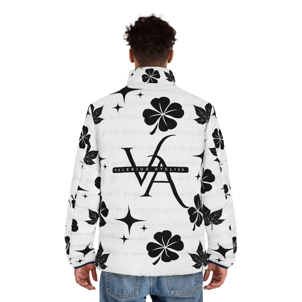 All-Over Print Puffer Jacket — Black Clover & Monogram Pattern