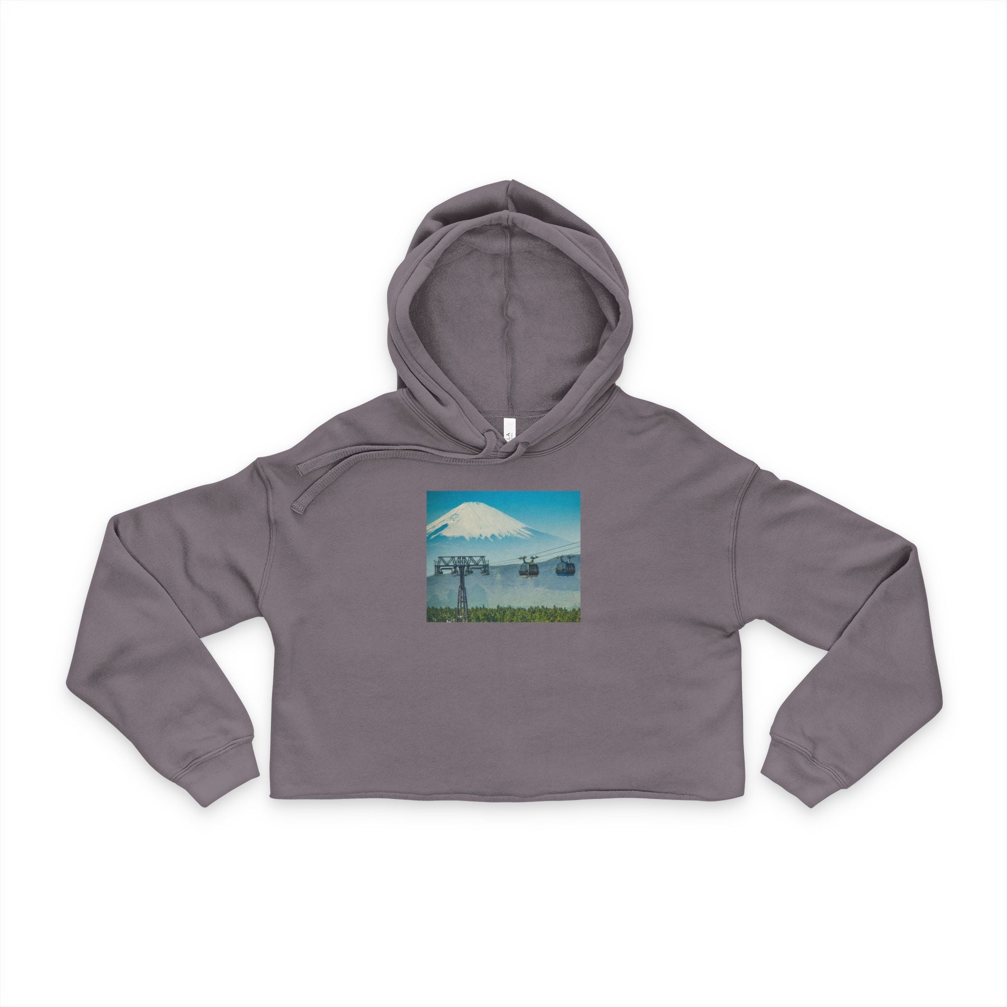 Cropped Hoodie — Vintage Mt. Fuji Landscape Print