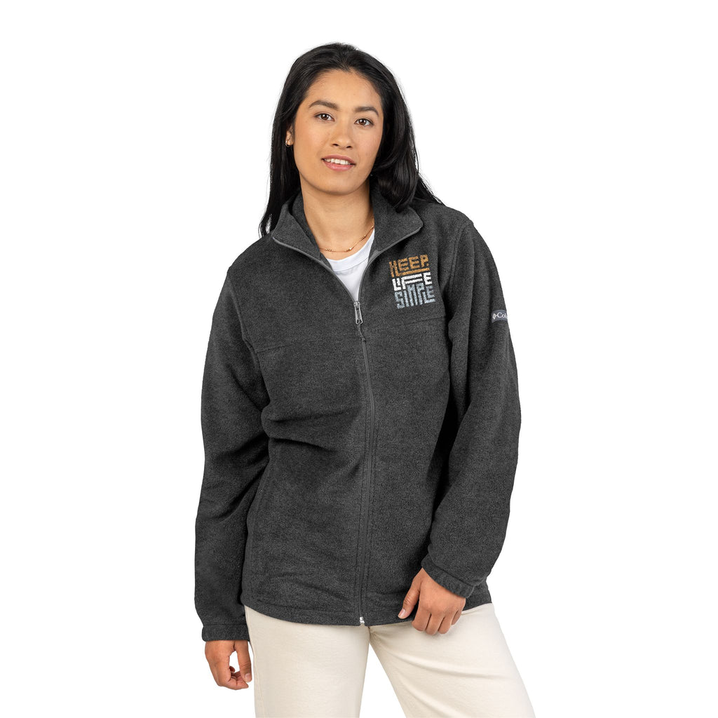 Embroidered 'keep life simple' Columbia Fleece Jacket