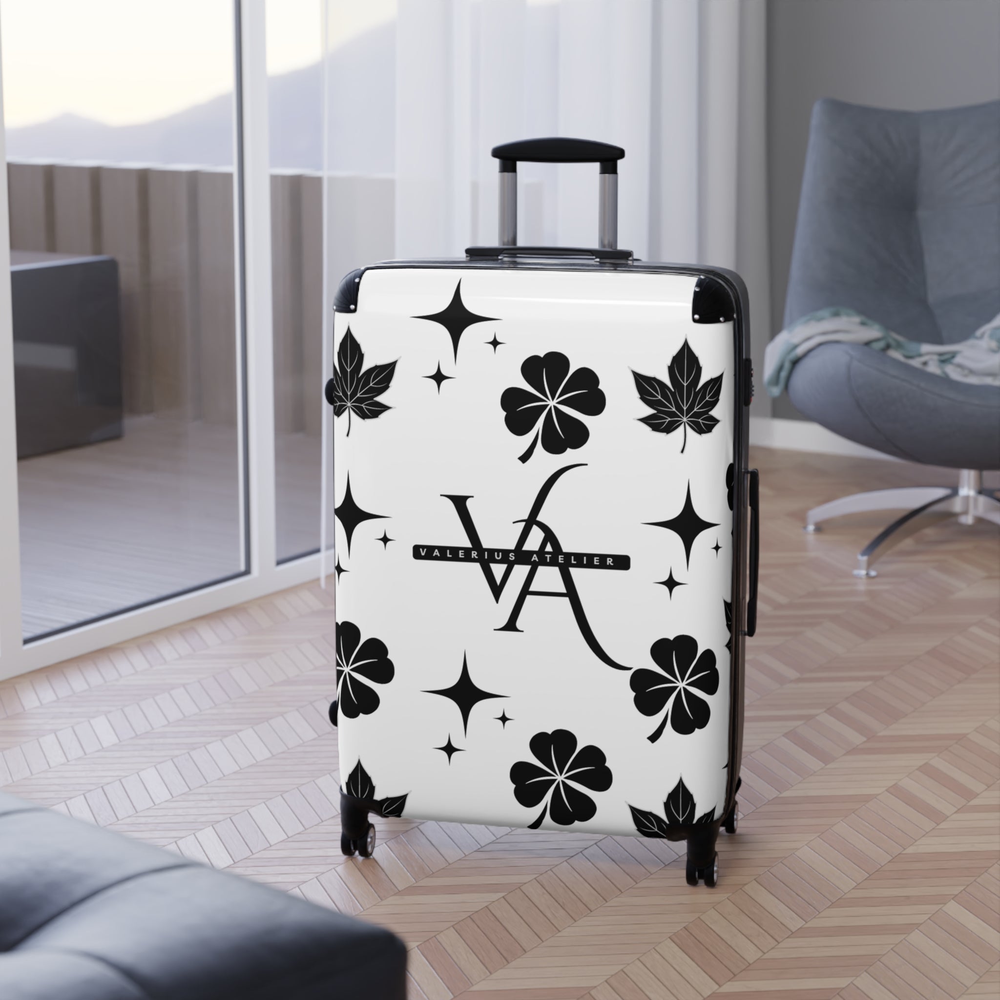 Monogram Travel Carry-On — Black Clover Pattern Suitcase