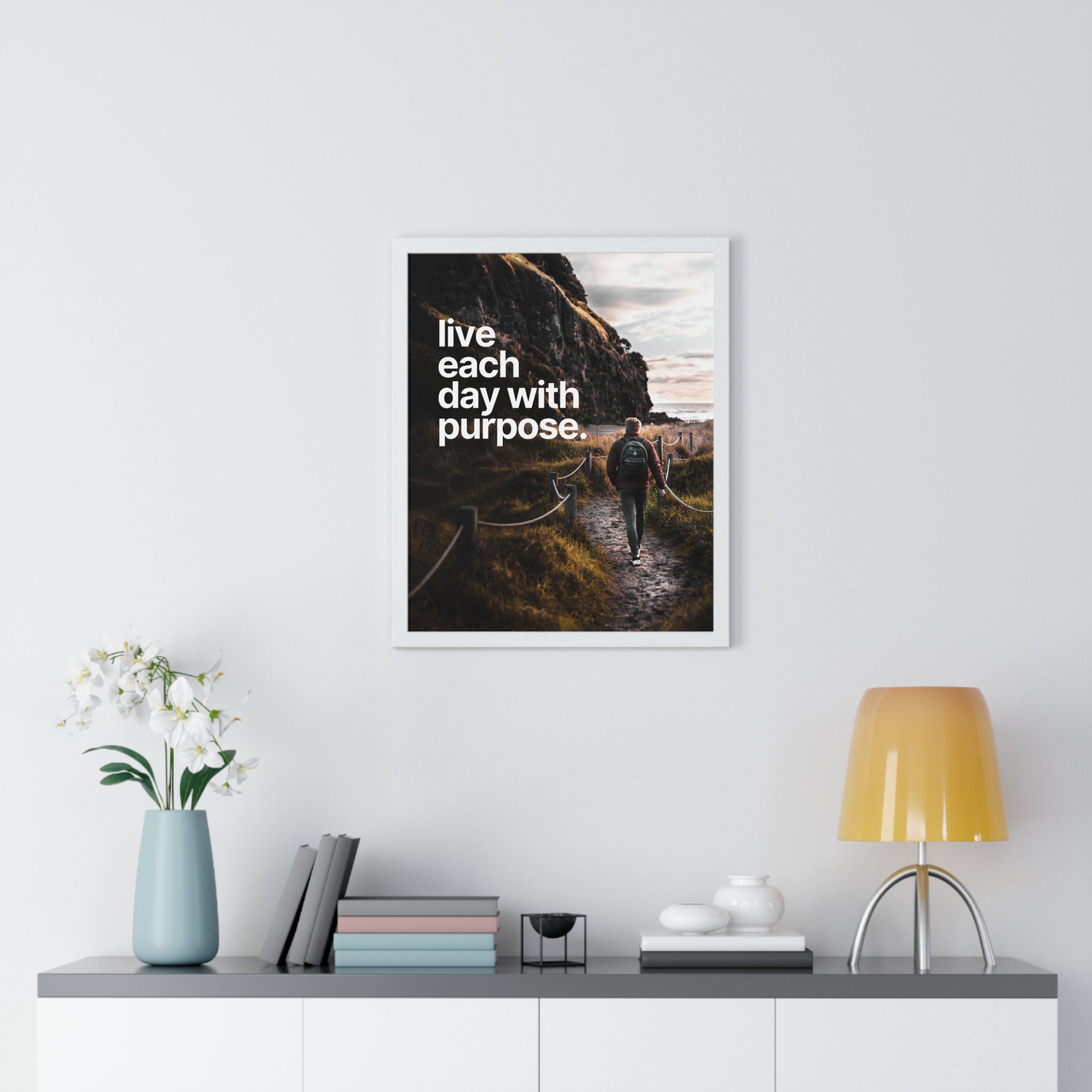 Inspirational Framed Poster: Live Each Day with Purpose