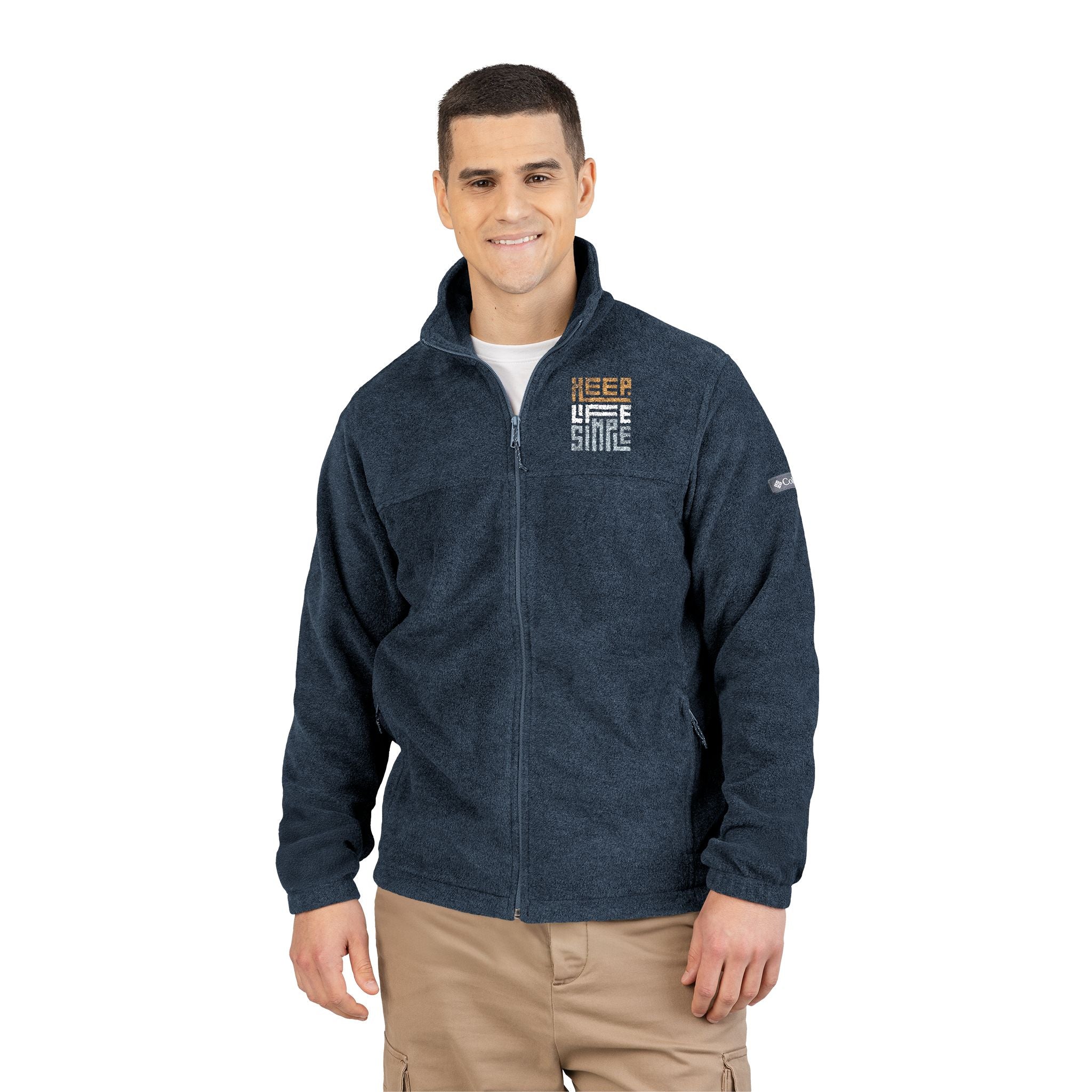 Embroidered 'keep life simple' Columbia Fleece Jacket