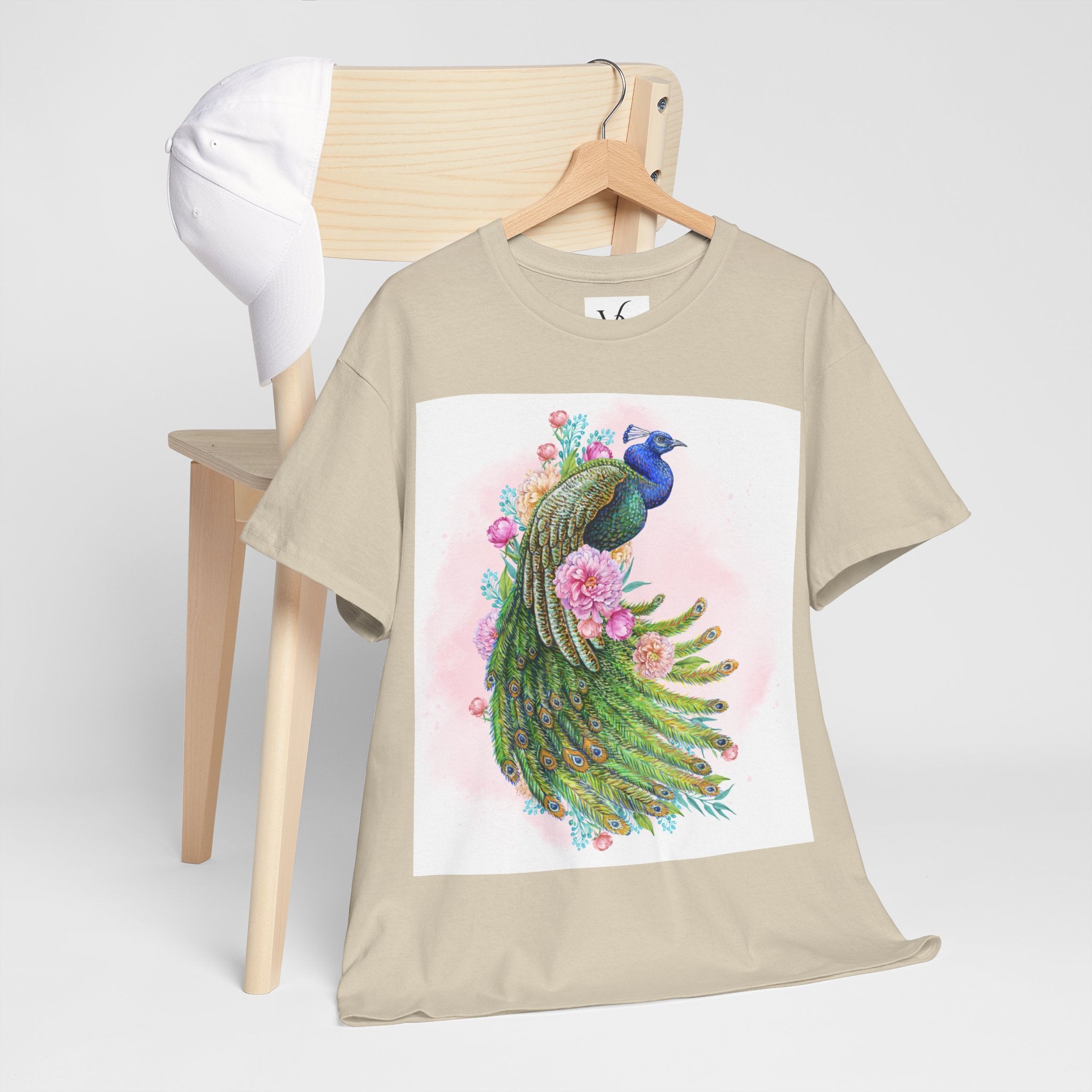 Peacock Floral Unisex Heavy Cotton T-shirt