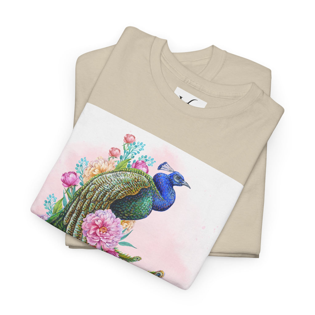 Peacock Floral Unisex Heavy Cotton T-shirt