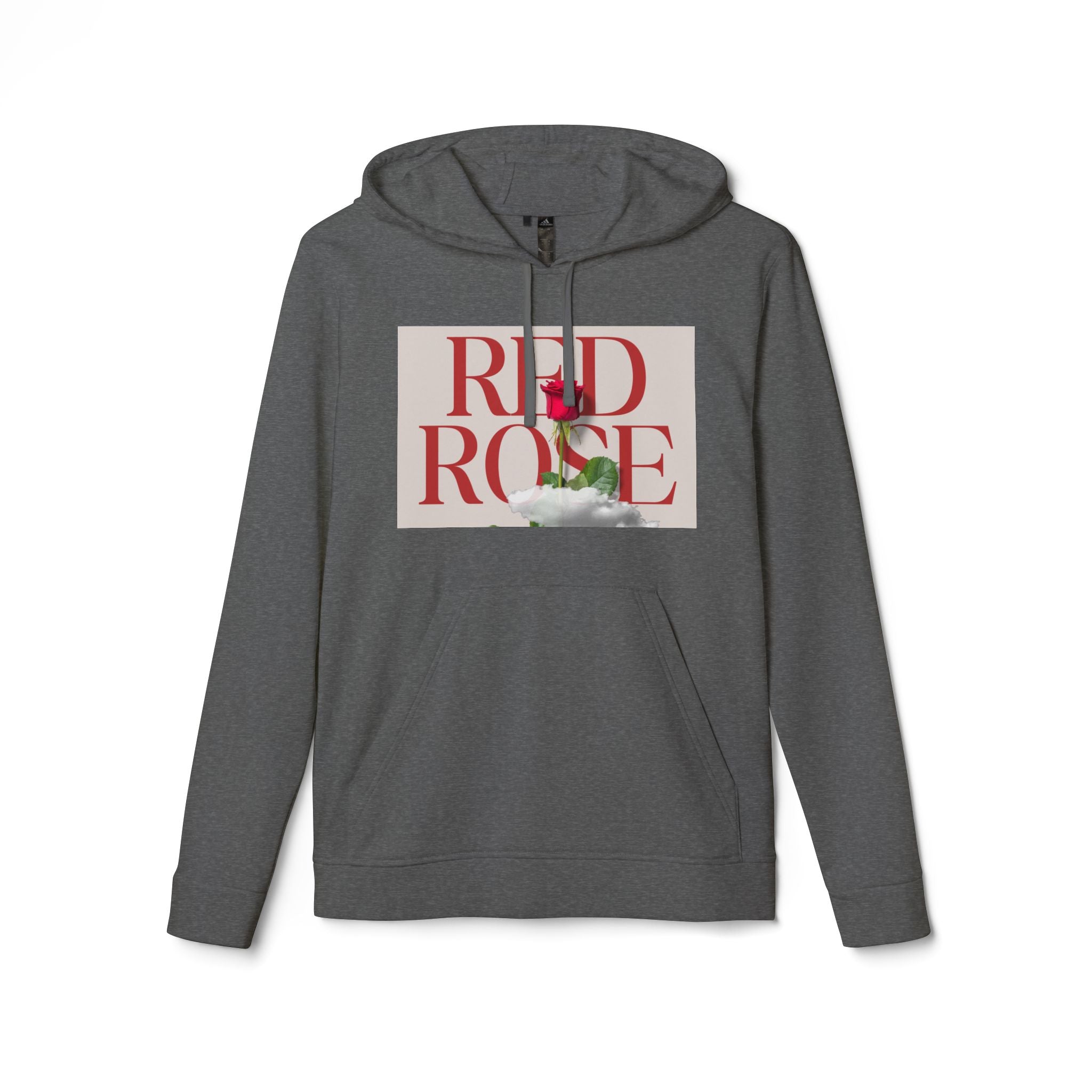 Fleece Hoodie with Red Rose Design